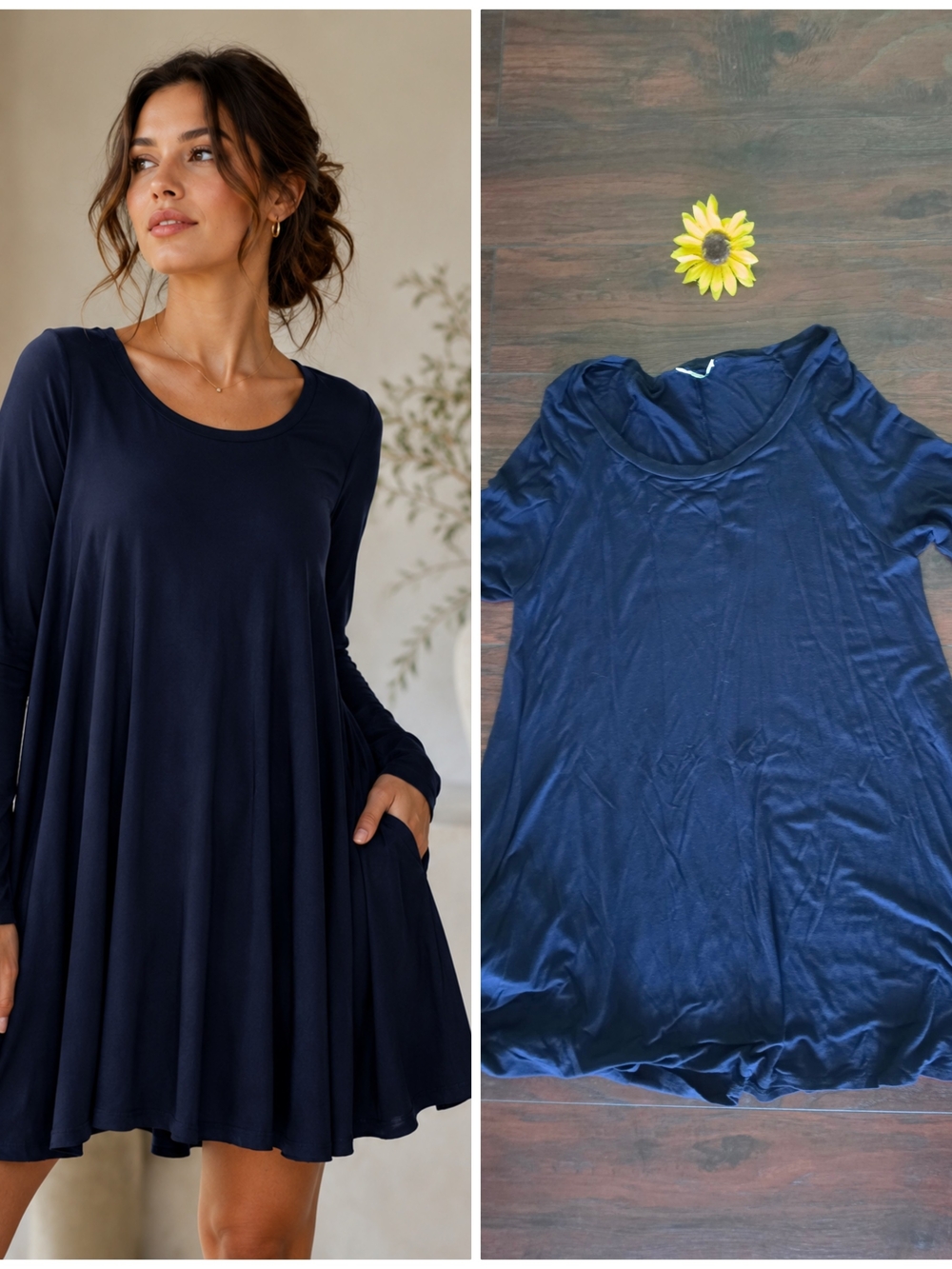 Eloges Flowy Navy Swing Tunic Dress